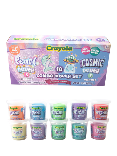 John Lewis Crayola Pearl and Cosmic Dough Modelling Dough Pack of 10- Buy online at McGrocer
