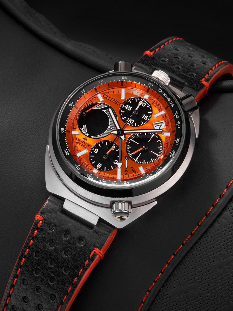 Citizen Bullhead racing chronograph watch with orange dial, UK version