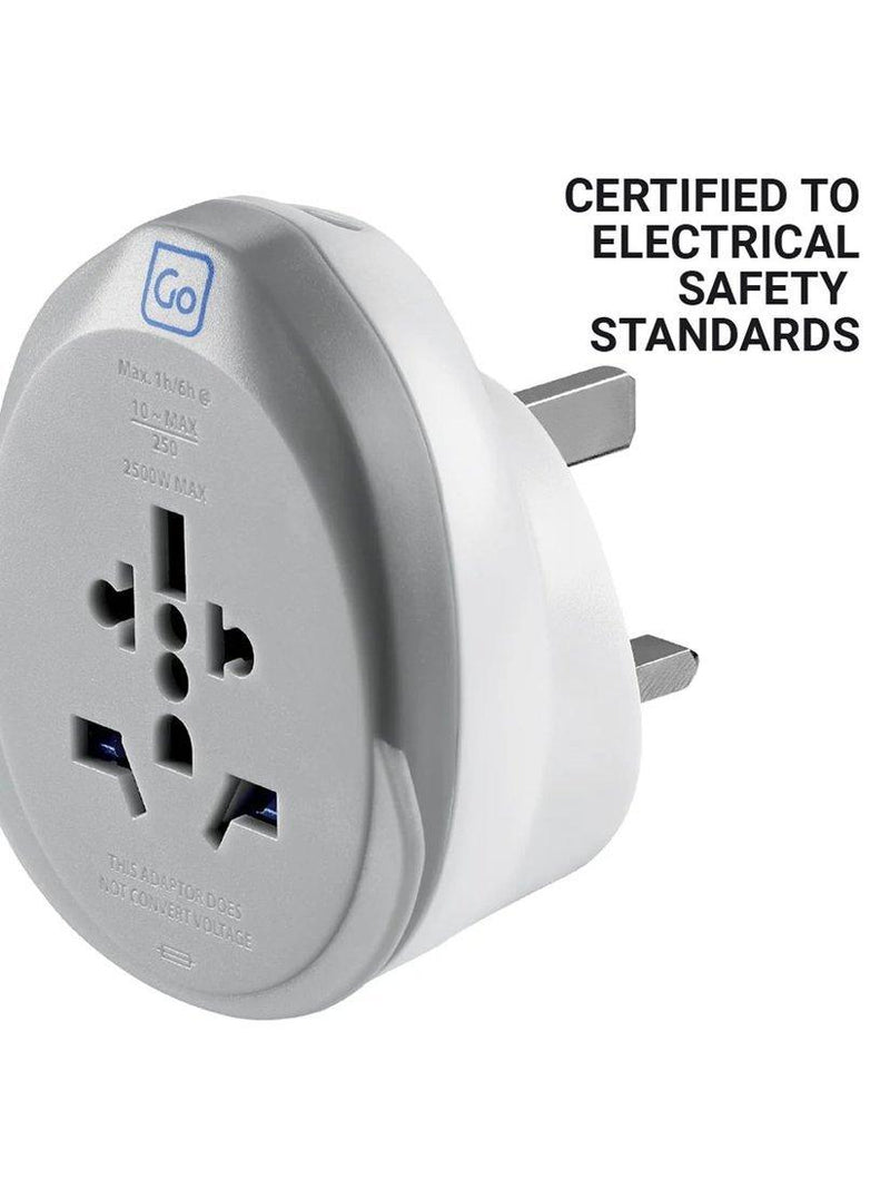 Go Travel plug adaptor worldwide to UK 25W USB-C, imported from the UK