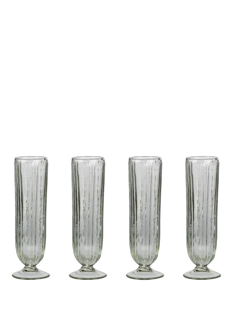 nkuku Sigiri champagne flute set of 4 clear glass 250ml, imported from the UK