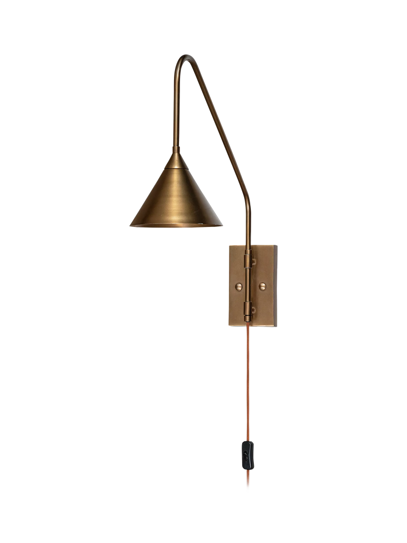 nkuku Thottam adjustable swing arm wall light antique brass (British brand)