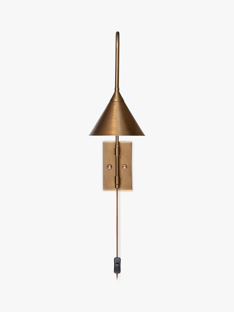 nkuku Thottam adjustable swing arm wall light antique brass (British brand)