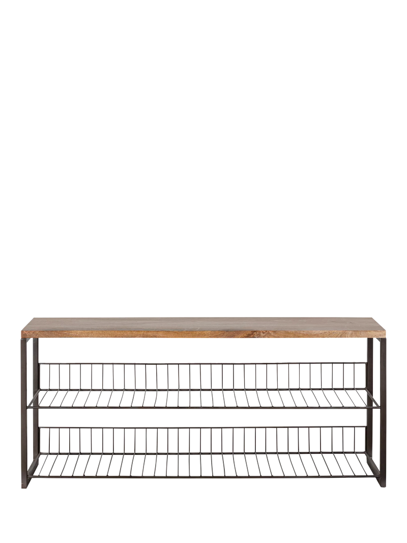 nkuku Kiyoma low shelving unit natural mango wood (British brand)