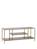 nkuku Mahi media shelving unit in brass - British product