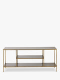 nkuku Mahi media shelving unit in brass - British product