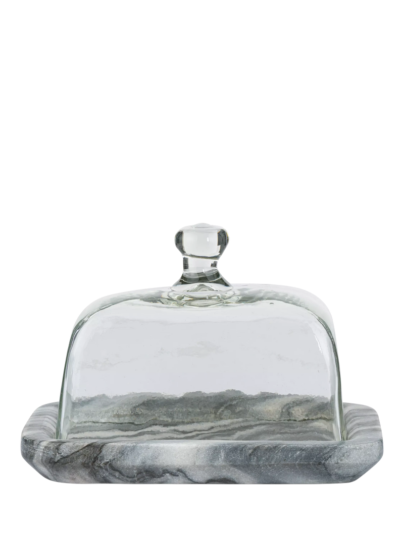 nkuku Kallso glass & marble butter dish (British brand)