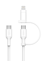 John Lewis Belkin 2-in-1 USB-C and Lightning Cable, White, 1.5m- Buy online at McGrocer