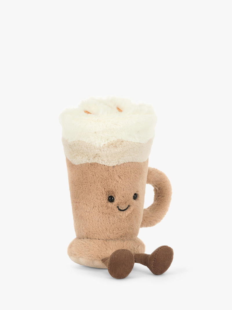 Latte-Shaped Soft Plush Toy with Frothy Cream and Embroidered Drizzle