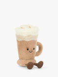 Latte-Shaped Soft Plush Toy with Frothy Cream and Embroidered Drizzle