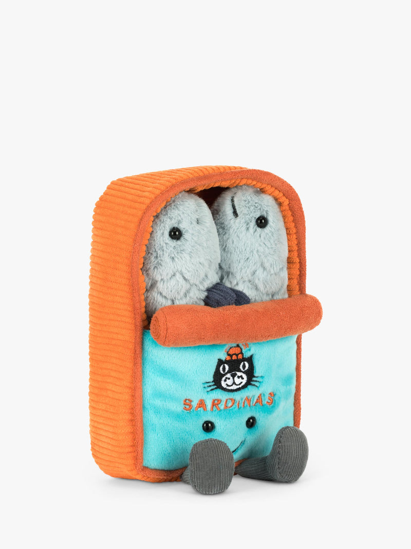 Sardine Tin Soft Toy with Two Removable Grey Sardines