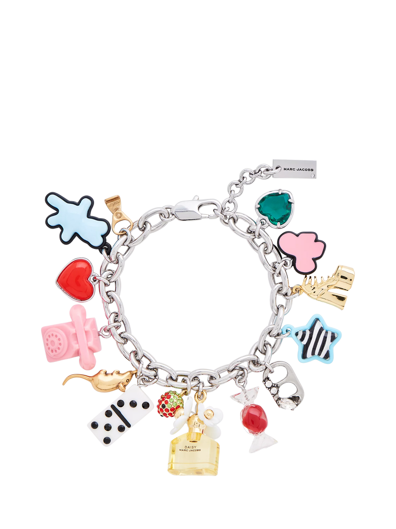 Marc Jacobs Sticker Statement bracelet silver tone multi charms (British brand)