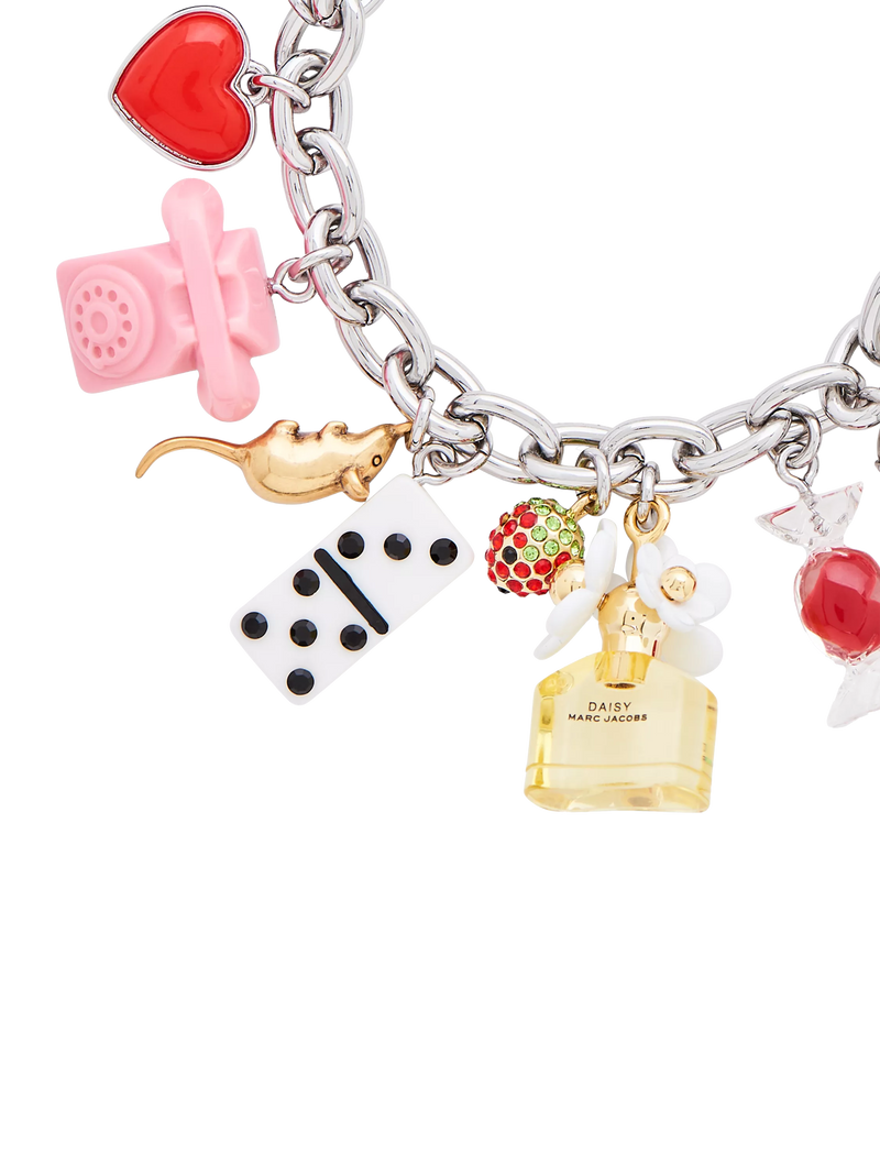 Marc Jacobs Sticker Statement bracelet silver tone multi charms (British brand)