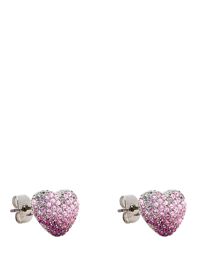 Marc Jacobs crystal heart stud earrings silver tone (British brand)