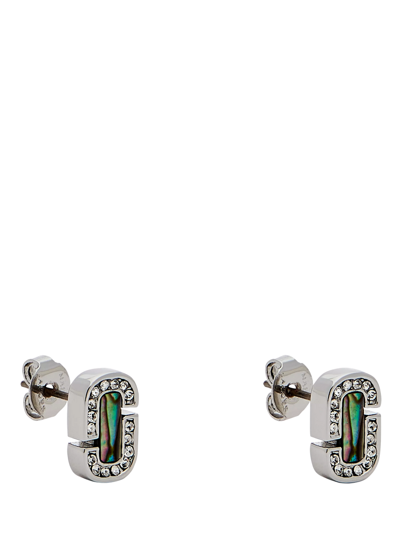 Marc Jacobs abalone glass stud earrings silver crystal (British brand)