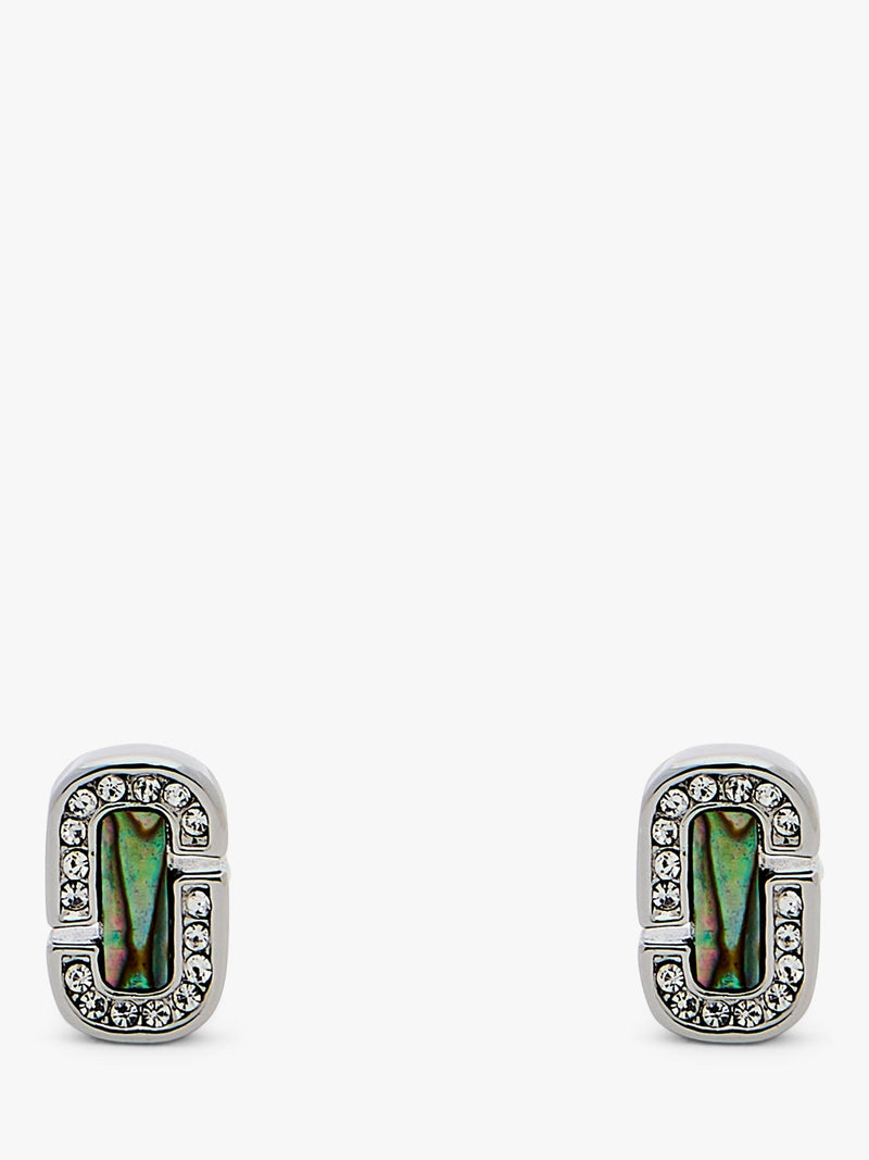 Marc Jacobs abalone glass stud earrings silver crystal (British brand)