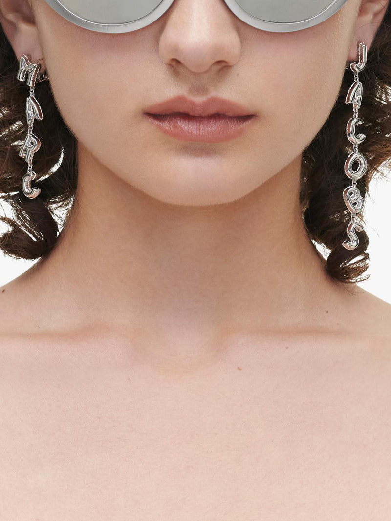 Marc Jacobs asymmetrical balloon drop earrings silver, UK version