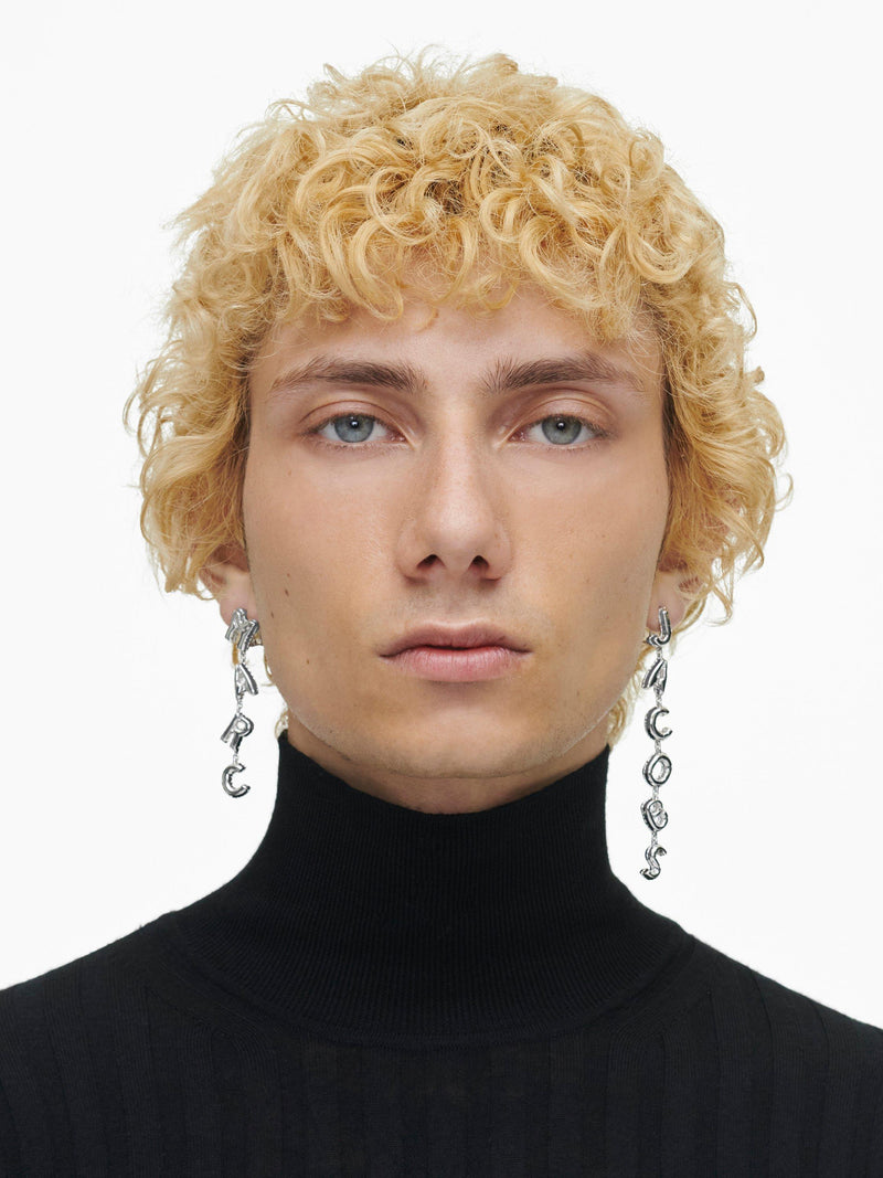 Marc Jacobs asymmetrical balloon drop earrings silver, UK version