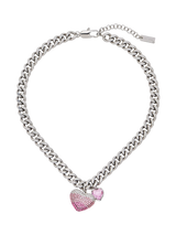 John Lewis Marc Jacobs Chunky Heart Charm Necklace Silver/Rose- Buy online at McGrocer
