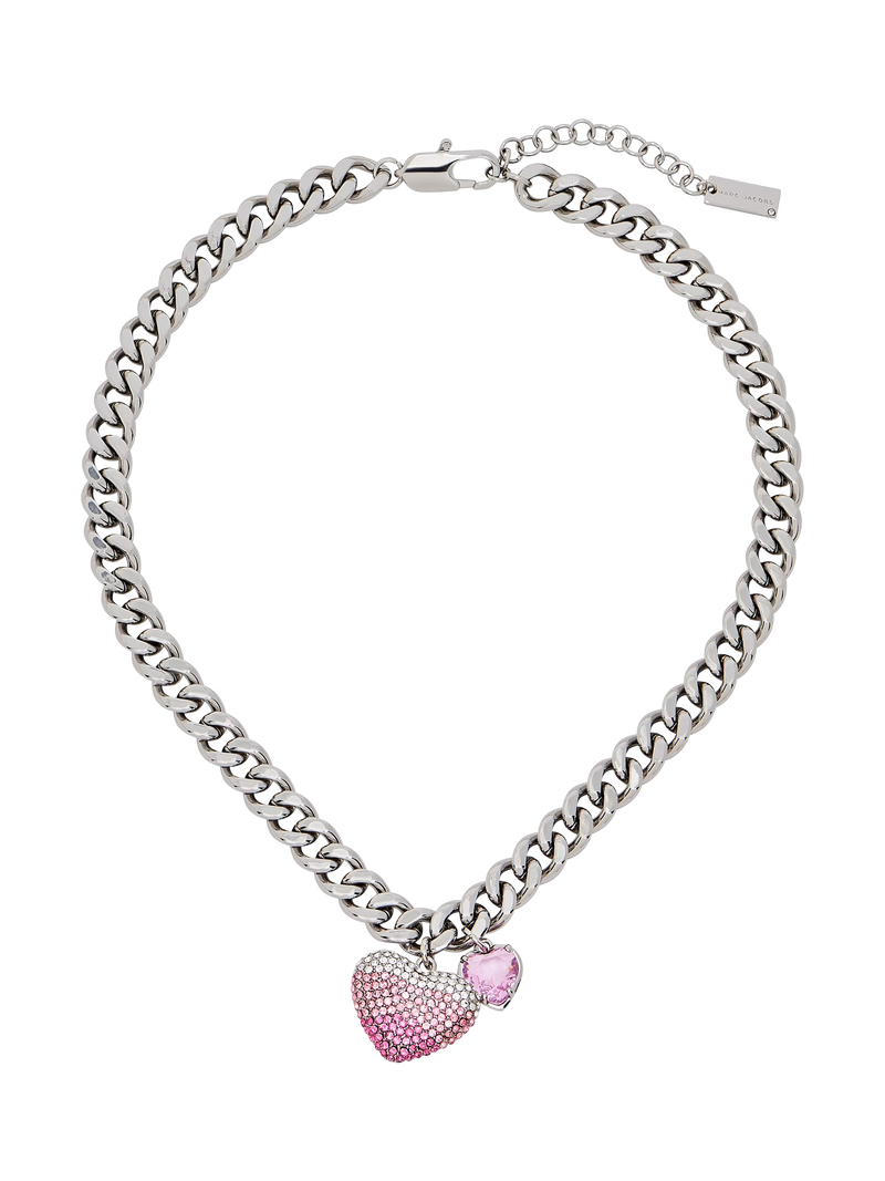 Marc Jacobs chunky heart charm necklace silver rose (British brand)