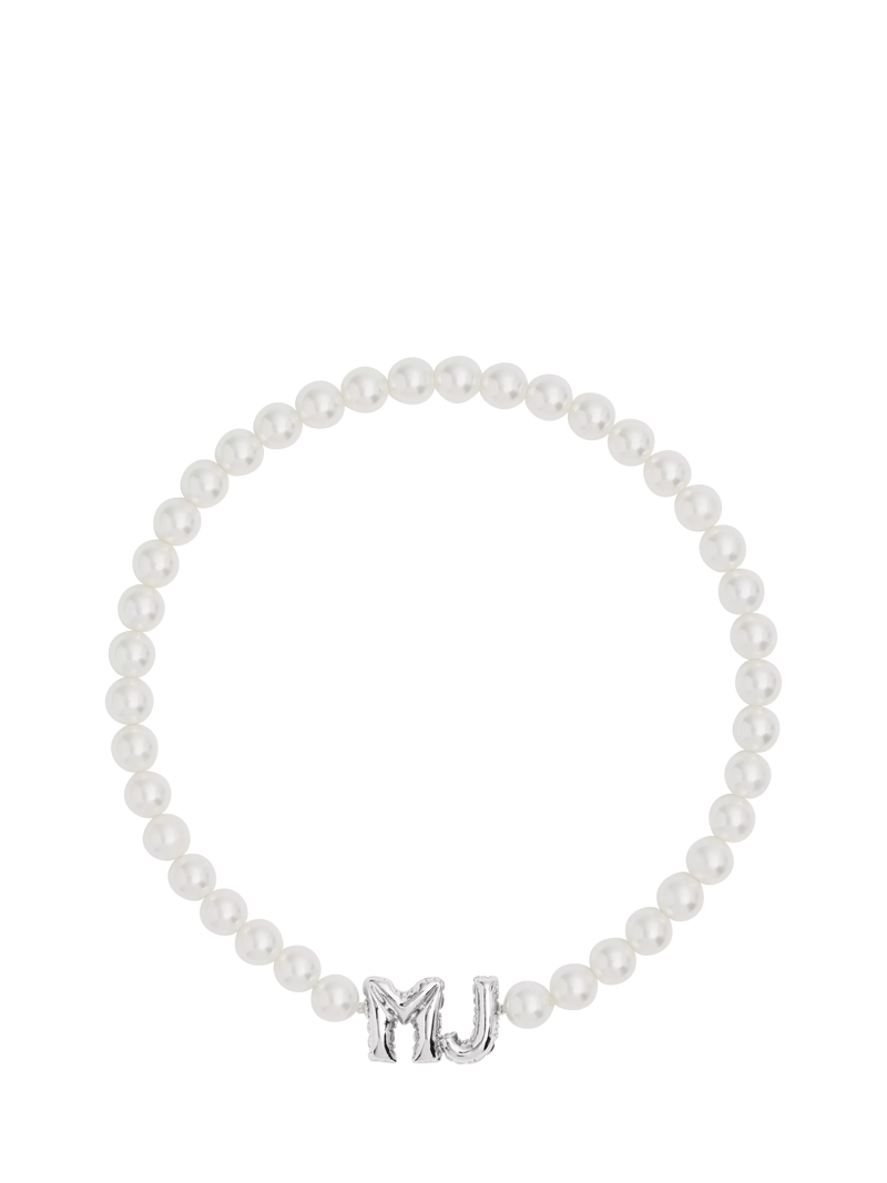 Marc Jacobs Balloon Initials silver toned pearl necklace (British brand)