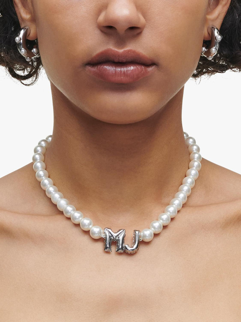 Marc Jacobs Balloon Initials silver toned pearl necklace (British brand)