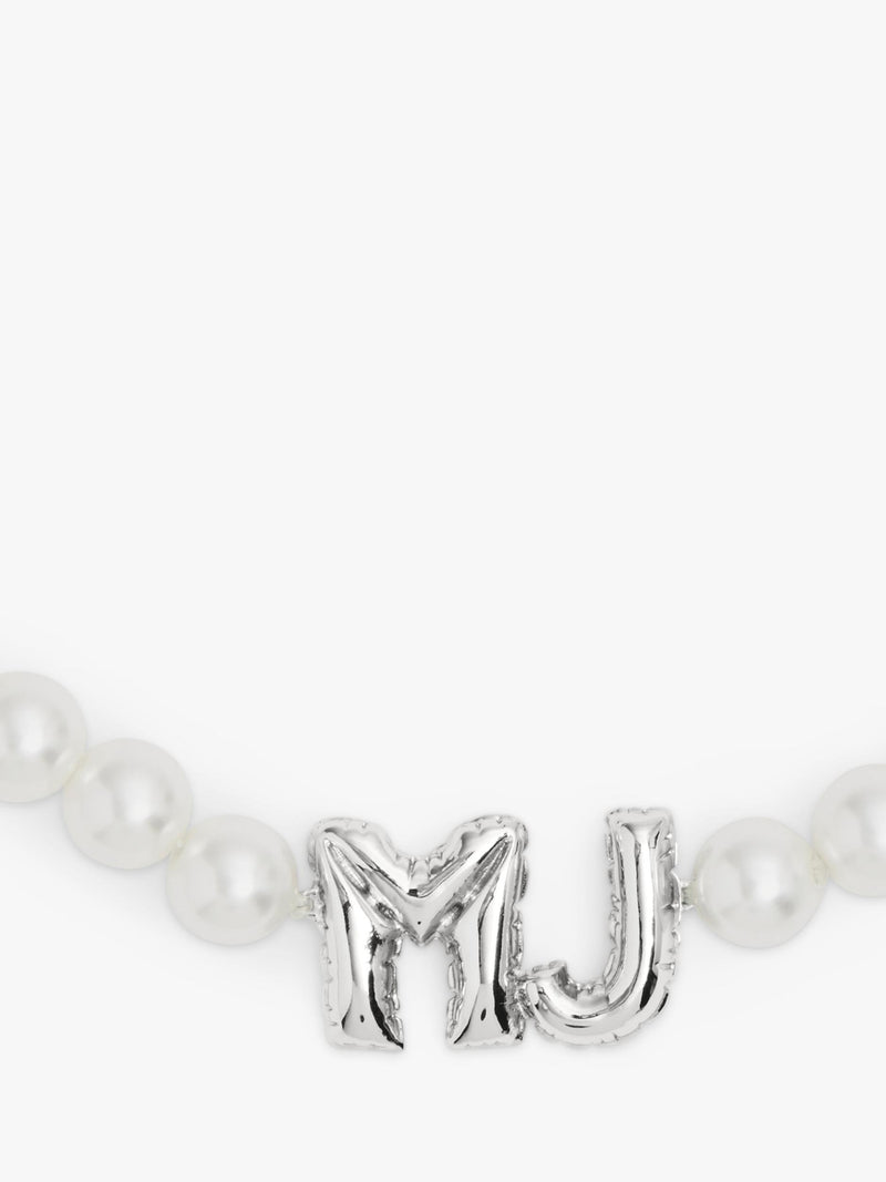 Marc Jacobs Balloon Initials silver toned pearl necklace (British brand)