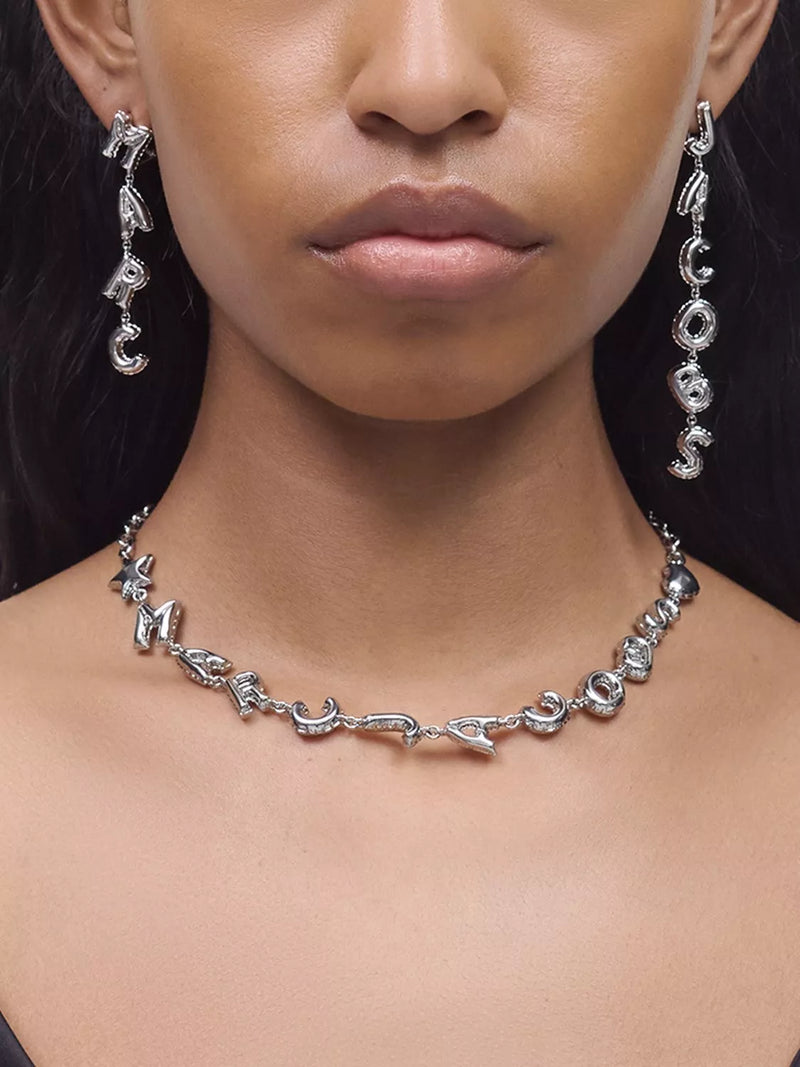 Marc Jacobs balloon letter logo necklace silver (British brand)