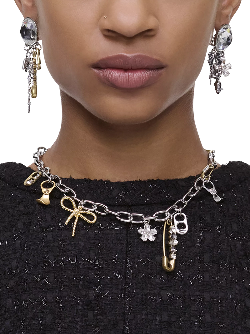 Marc Jacobs charm necklace silver gold punk design, imported from the UK