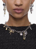 Marc Jacobs charm necklace silver gold punk design, imported from the UK