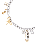 Marc Jacobs charm necklace silver gold punk design, imported from the UK