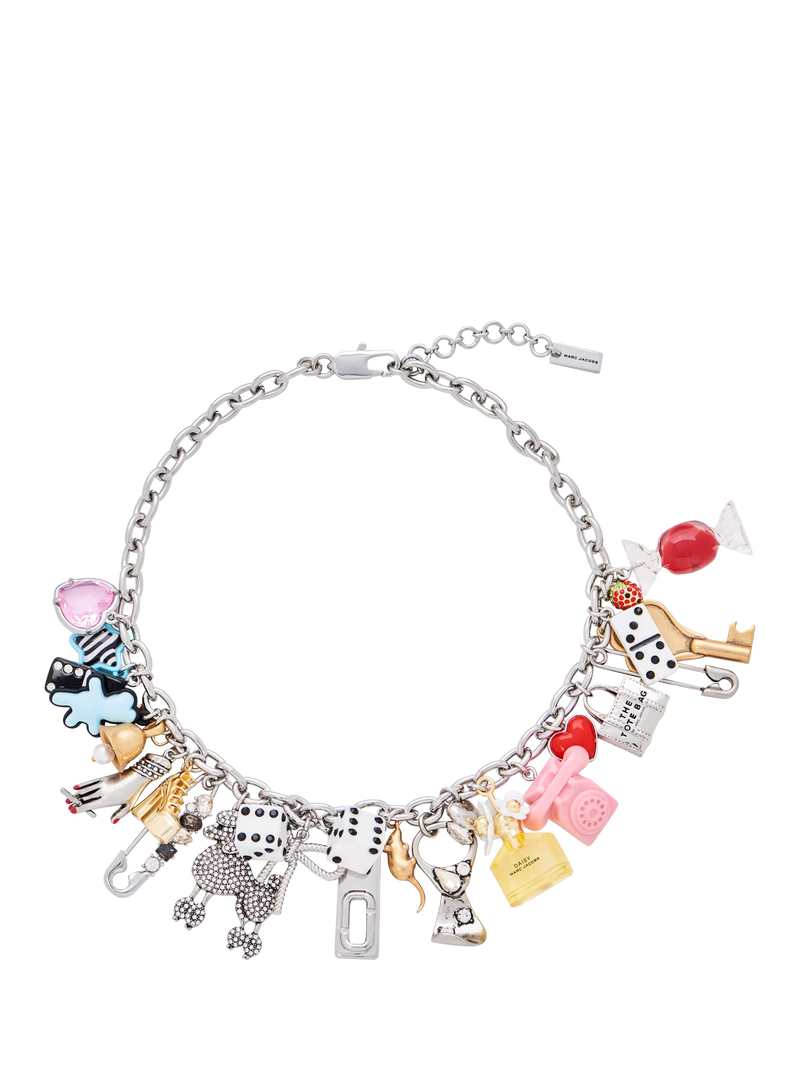 Marc Jacobs Sticker Statement Necklace Silver Multi - British product