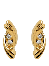 John Lewis Eclectica Pre-Loved 22ct Gold Plated Stud Earrings with Swarovski Crystals- Buy online at McGrocer