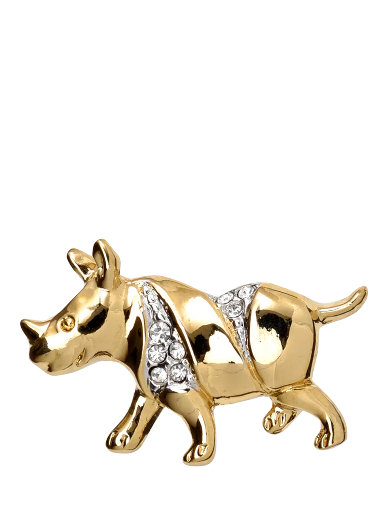 Eclectica gold plated rhino clutch pin with Swarovski crystals (British brand)