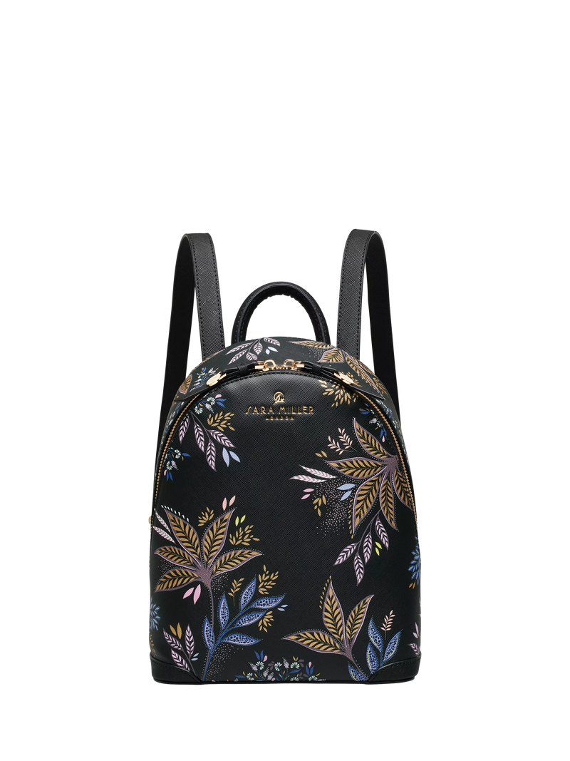 Sara Miller Black Botanic Mini Backpack polyurethane imported from the UK