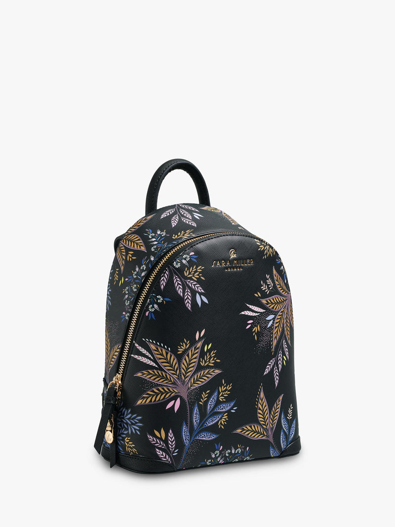 Sara Miller Black Botanic Mini Backpack polyurethane imported from the UK