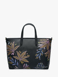 Sara Miller black botanic print medium tote bag, imported from the UK