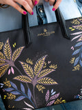 Sara Miller black botanic print medium tote bag, imported from the UK