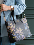 Sara Miller black botanic print medium tote bag, imported from the UK
