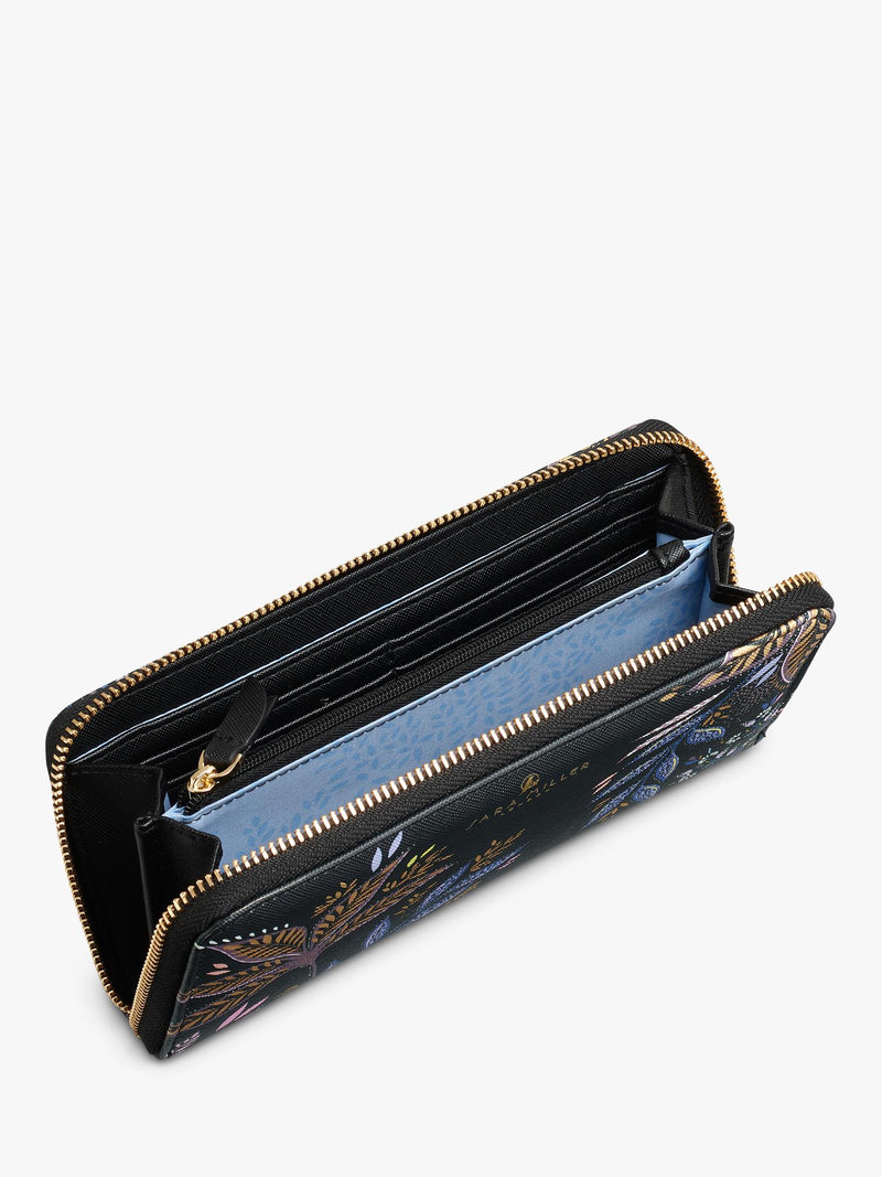 Sara Miller large zip purse Black Botanic print (British brand)