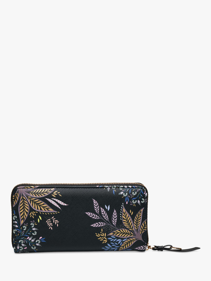 Sara Miller large zip purse Black Botanic print (British brand)
