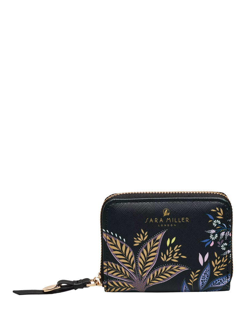 Sara Miller small zip purse black botanic - UK version