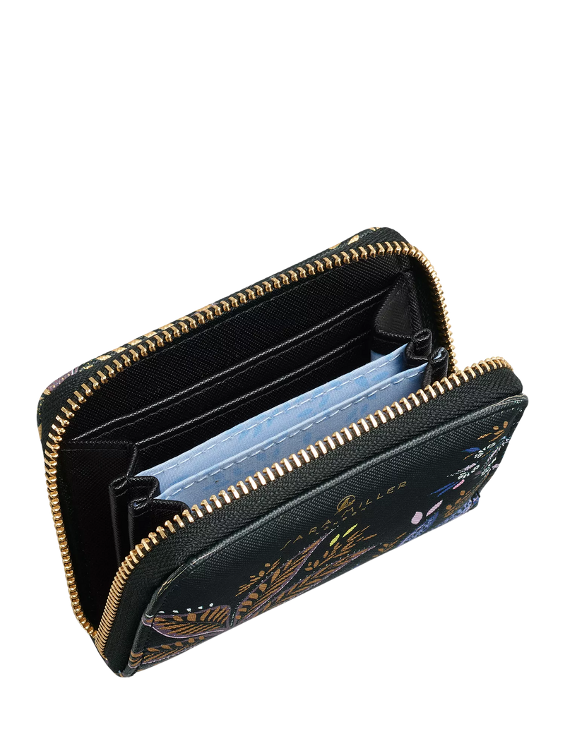Sara Miller small zip purse black botanic - UK version