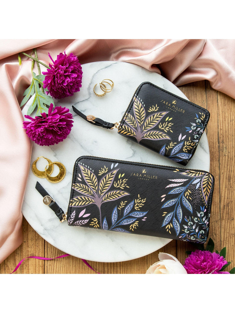 Sara Miller small zip purse black botanic - UK version