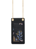 Sara Miller Black Botanic phone pouch with gold chain - British product
