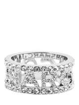 John Lewis Marc Jacobs Monogram Crystal Cocktail Ring Silver- Buy online at McGrocer