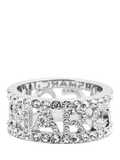 Marc Jacobs Monogram Crystal Cocktail Ring Silver