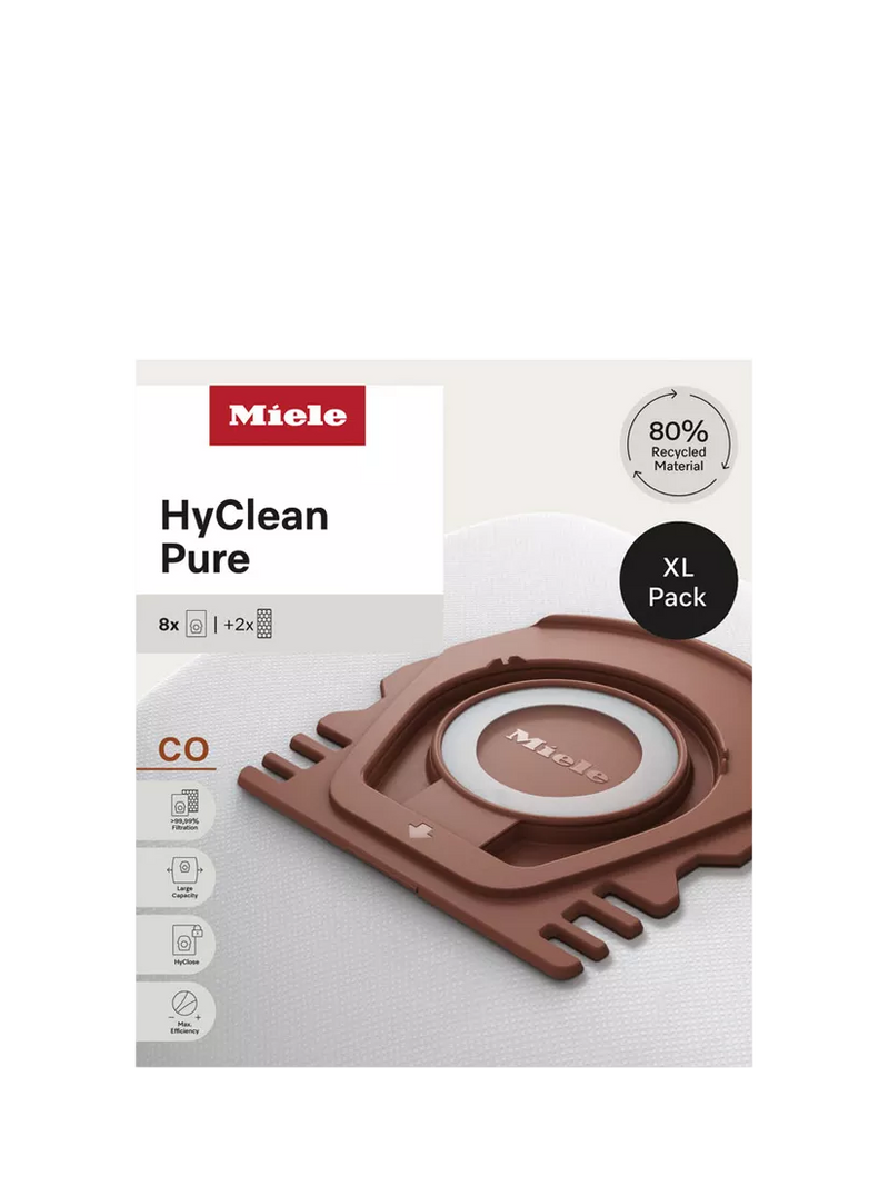 Miele HyClean Pure CO vacuum bags pack of 8, imported from the UK