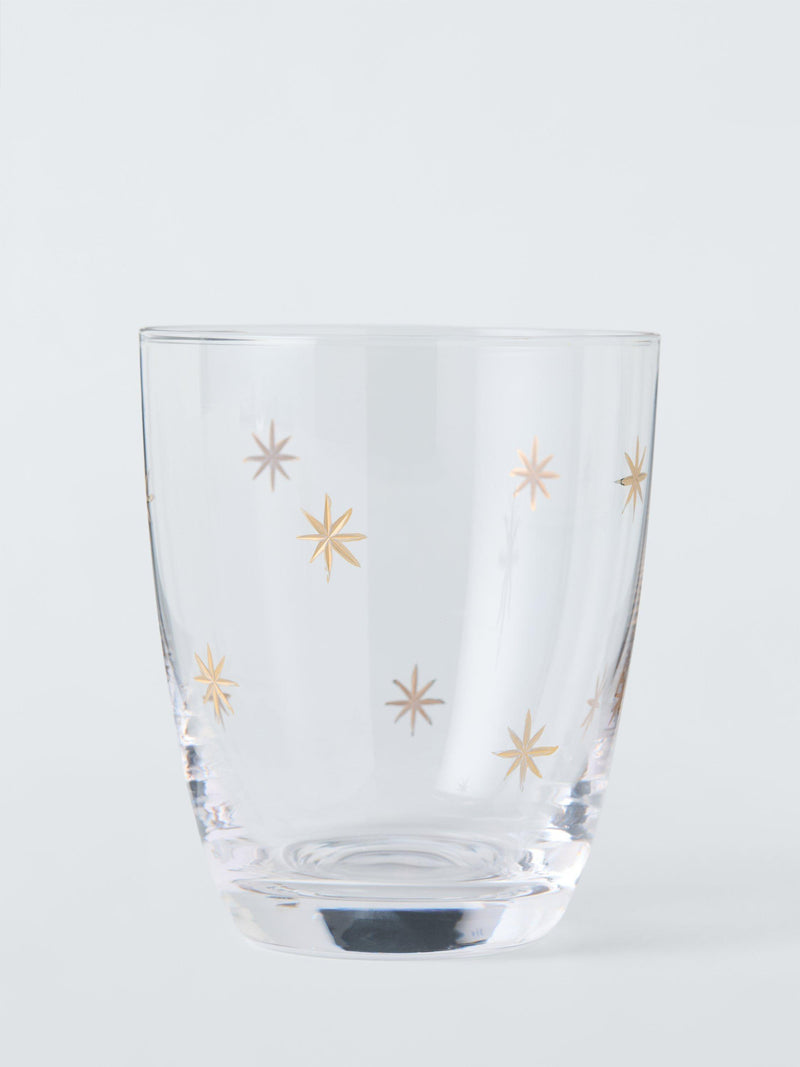 Etched Star Glass Tumbler 365Ml Gold Clear