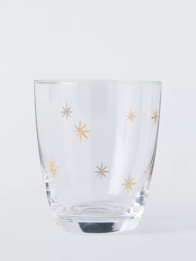 John Lewis John Lewis Etched Star Glass Tumbler 365ml Gold/Clear- Buy online at McGrocer