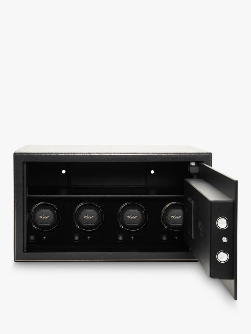 WOLF vegan leather watch winder and safe 4 module black - British product